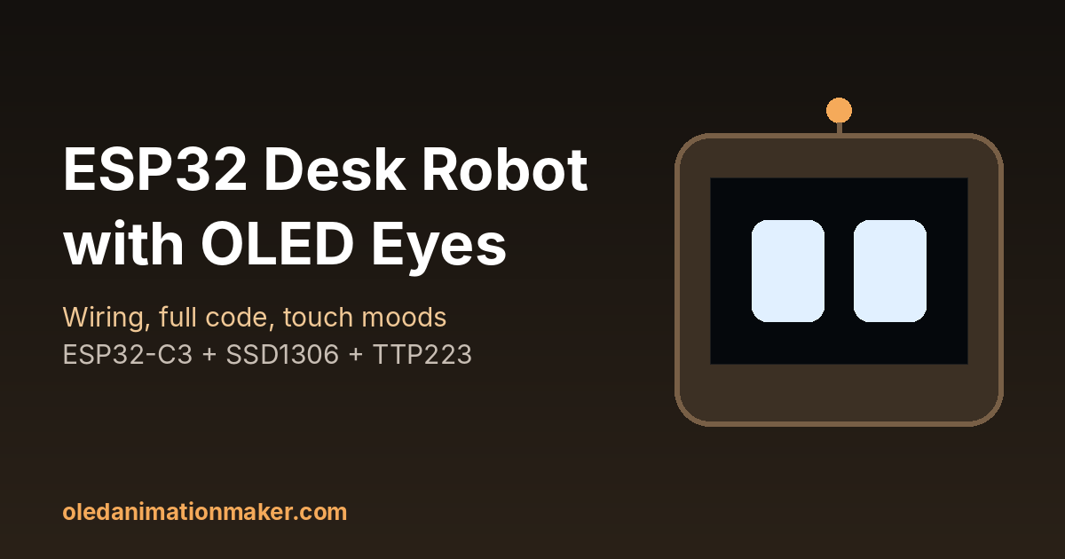 ESP32 desk robot with two rounded OLED eyes on an SSD1306 screen