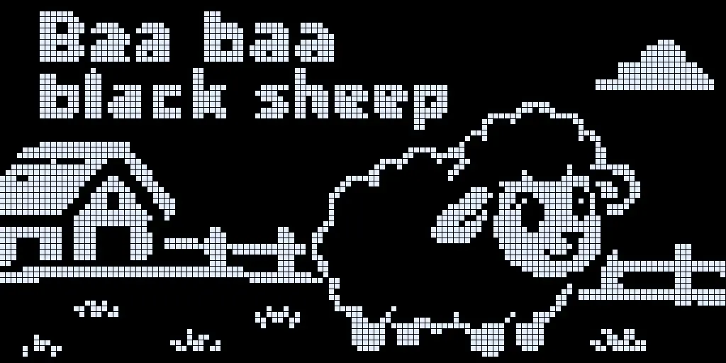 Panel 1 of the strip shown full-screen at 128x64 pixels as an OLED grid