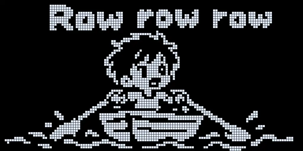 Panel 1 of the strip shown full-screen at 128x64 pixels as an OLED grid