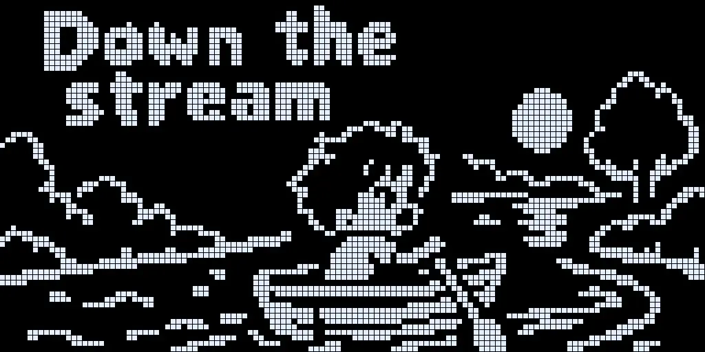 Frame 2: Down the stream, at 128x64 pixels