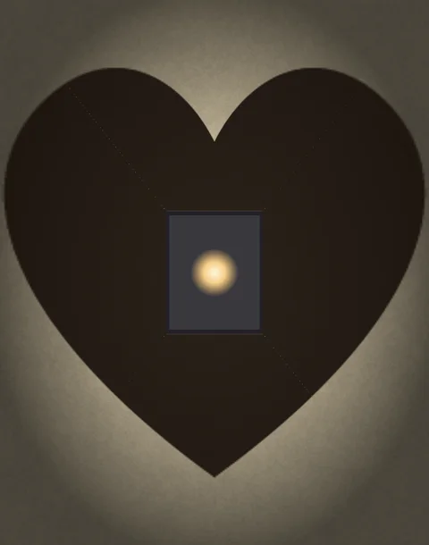 Wall shadow of a heart silhouette from the shadow box lamp generator