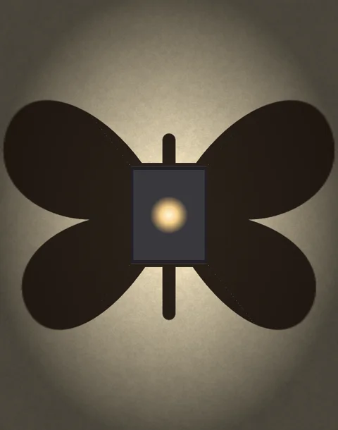 Wall shadow of a butterfly from the shadow box lamp generator