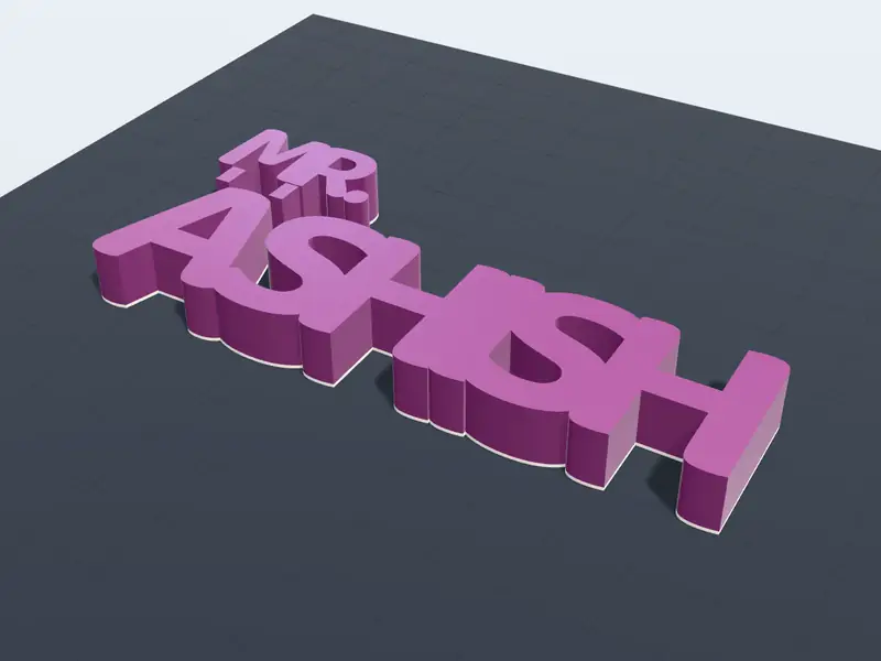 Desk name plate STL with a title line and a name that stands on a flat bottom